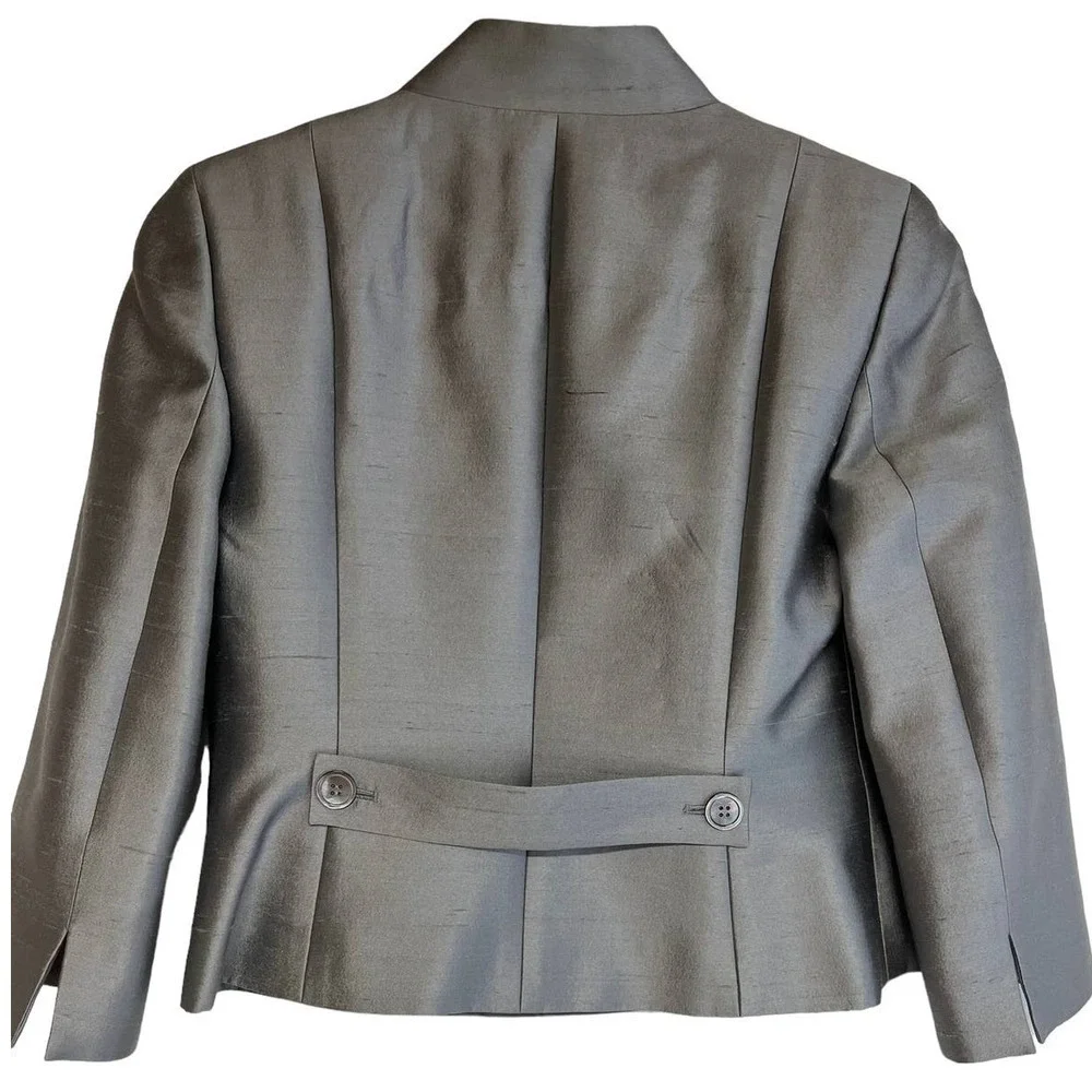 Talbots Black 1947 Label Metallic Silk & Wool Jacket Coat Blazer - Picture 2 of 7